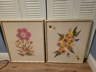 Set Of 2 Pressed Flowers In Frame