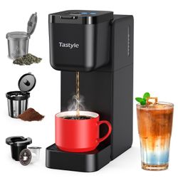 Single Serve Coffee Maker for K Cup, Ground and Tea Leaves, Hot and Iced Coffee Machines with Bold Setting, 6 to 16 Oz Brew Sizes, Compact for Small S