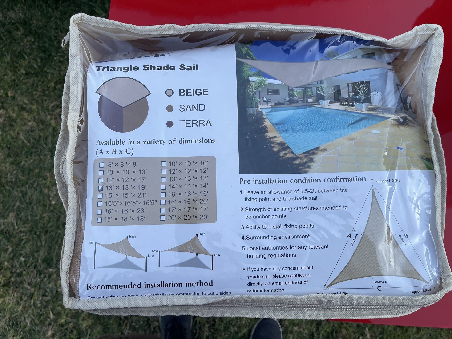 3 Total Brand New Triangle Shade Sail