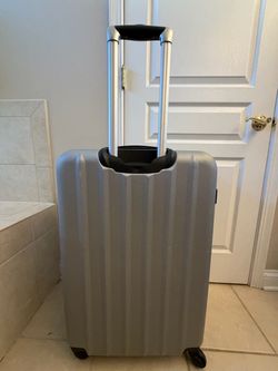 Large Silver Hard Shell Spinner Luggage Suitcase