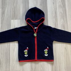VTG The Grinch Universal Studios Kids Zip Up Fleece Sweater Size 2T. Good Condition, See All Pics 