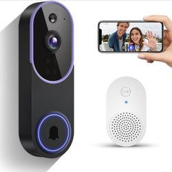Smart 1080p Video Doorbell Camera with Doorbell Receiver, Live View, AI Human Detection, 2-Way Audio, Night Vision, Cloud Storage (Sold Separ
