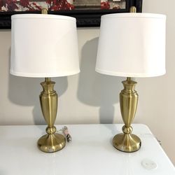 27'' Gold Table Lamps, 3 Way Touch Control Lamp Set of 2 with USB A+C Ports