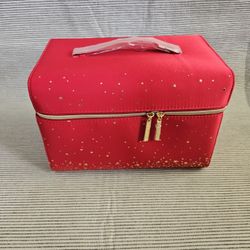 Estee Lauder Red And Gold Train Case Bag, Big and spacious. BRANDNEW