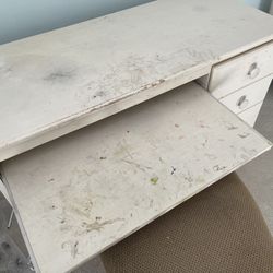 Free Cream Colored Wood Student Desk With Chair 
