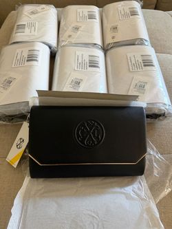Black Clutch Bag with Gold Trim
