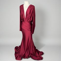 Stunning Jessica Angel Formal Gown L Red Carpet Wedding Burgundy  Made In USA