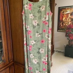 Woman’s Polyester Hawaiian Print Long Dress Size Large 
