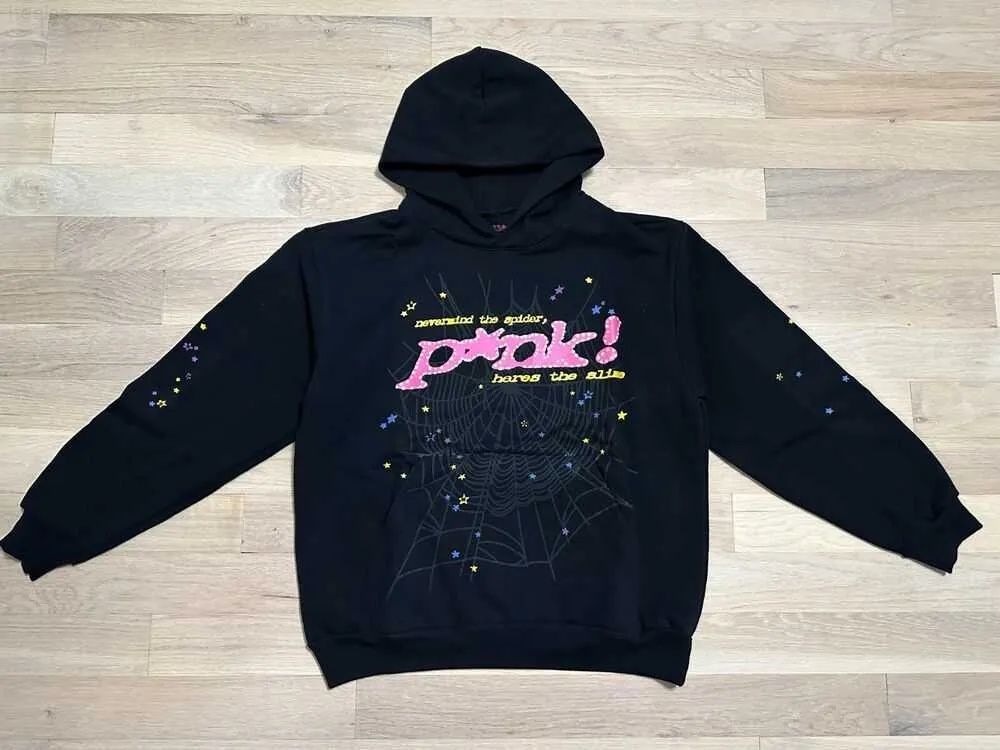 Men's Hoodies Sweatshirts Spider Worldwide Young Thug Black Pink Hoodie Authentic