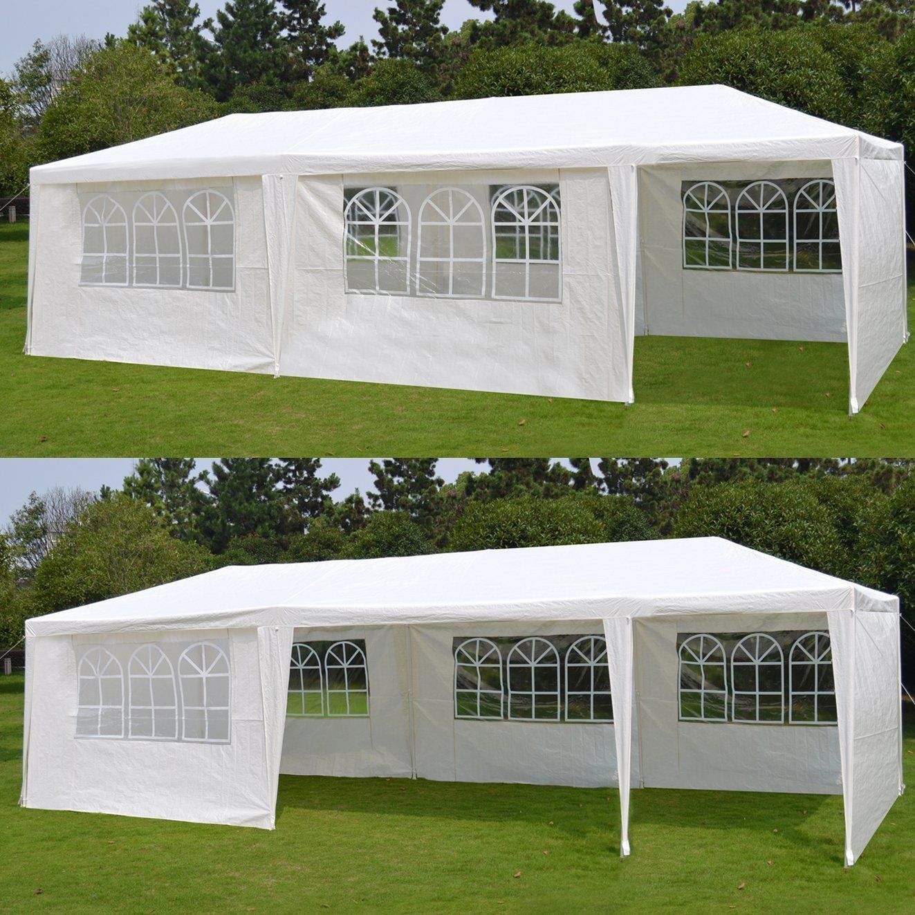 10'x 30' White Gazebo Wedding Party Tent Canopy With 6 Windows & 2 Sidewalls-8