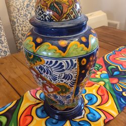 Large Talavera Pottery with Lid 21 in tall