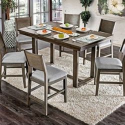 Brand New Grey 7pc Counter Height Dining Table Set 