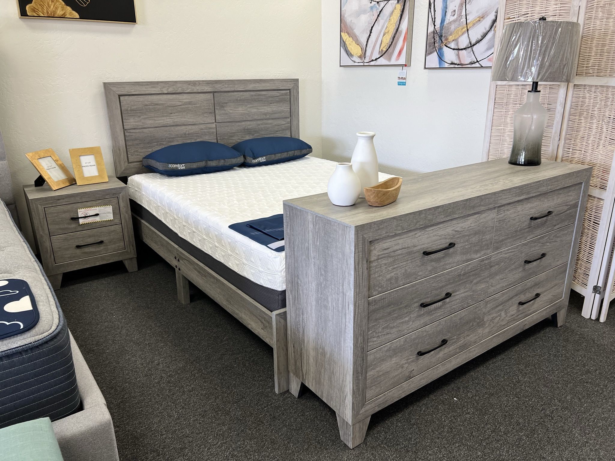 King 4 Piece Grey Bedroom Set