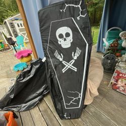 Nylon Stretchy Halloween Casket With Battery Op Lights Good Cond 