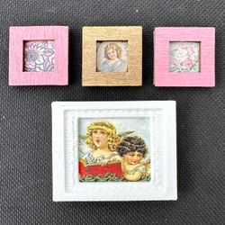 š Cute handmade mini miniature floral, girl & angel framed artwork