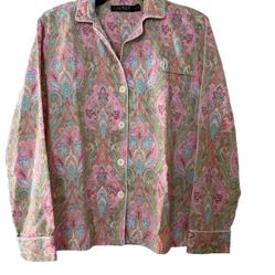 Ralph Lauren Paisley Button-Up pajama top size xs