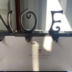 POTTERY-BARN  BRONZE-TONE NOEL STOCKING HOLDERS
