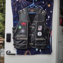 Leather Vest Punk Rock Biker New (Price Reduced)