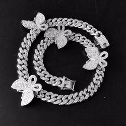 Butterfly choker necklace silver