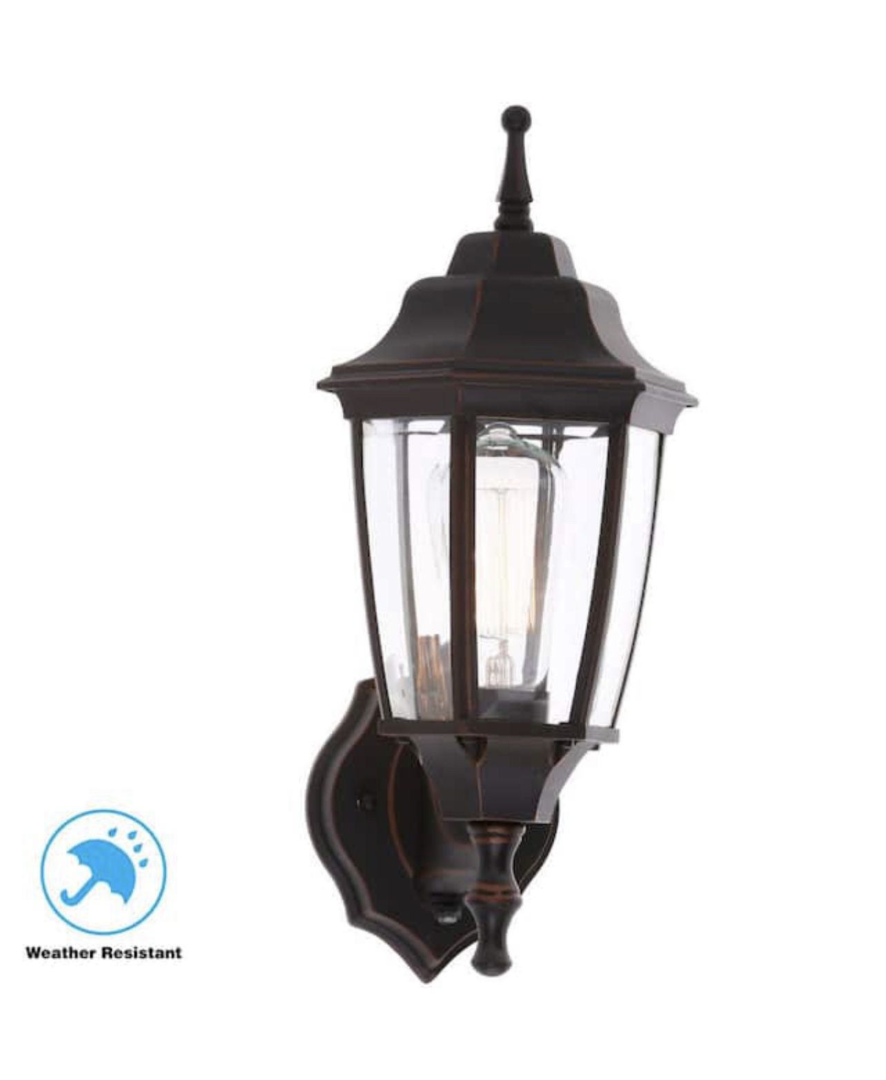 Hampton Bay 1 Light Oil Rubbed Bronze Outdoor Dusk to Dawn Wall Lantern Sconce Lawn & Garden