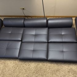 Blue Faux Leather Ottoman Set