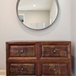 Solid Wood Console Table w/ Mirror + 2 Matching Side Tables