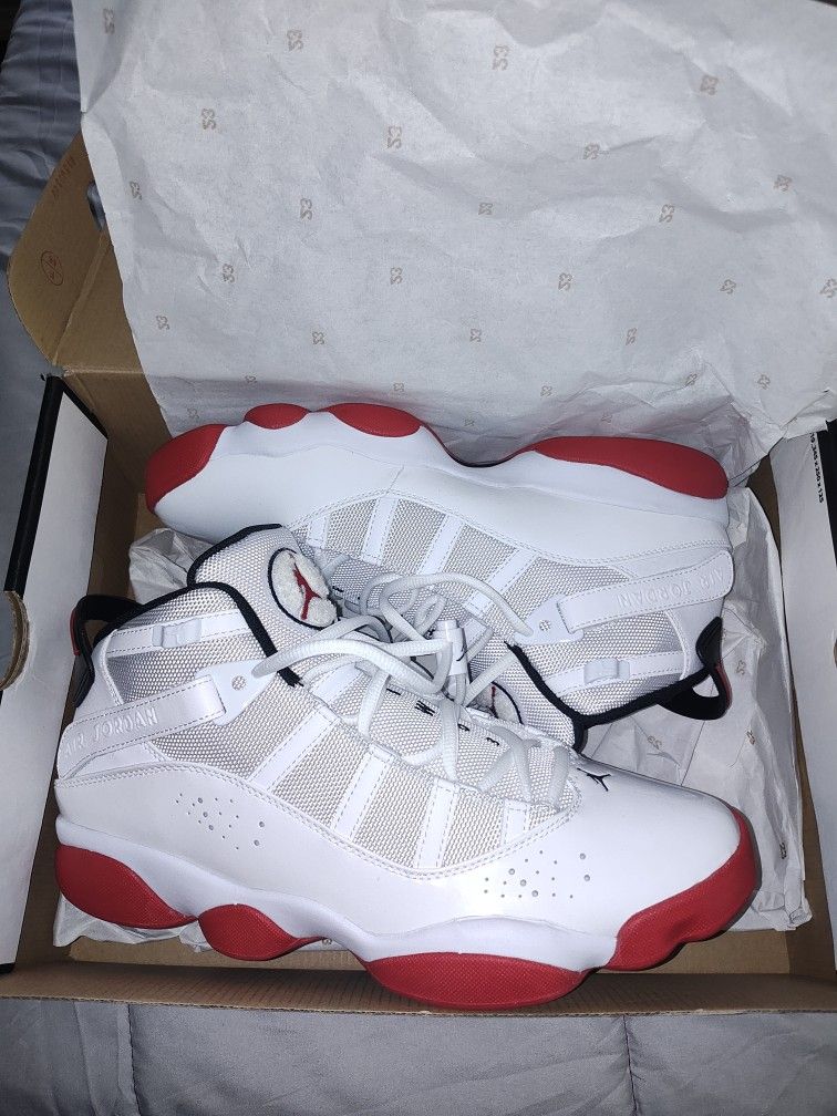 Jordan 6 Rings 9.5 White, Black, N Varsity red
