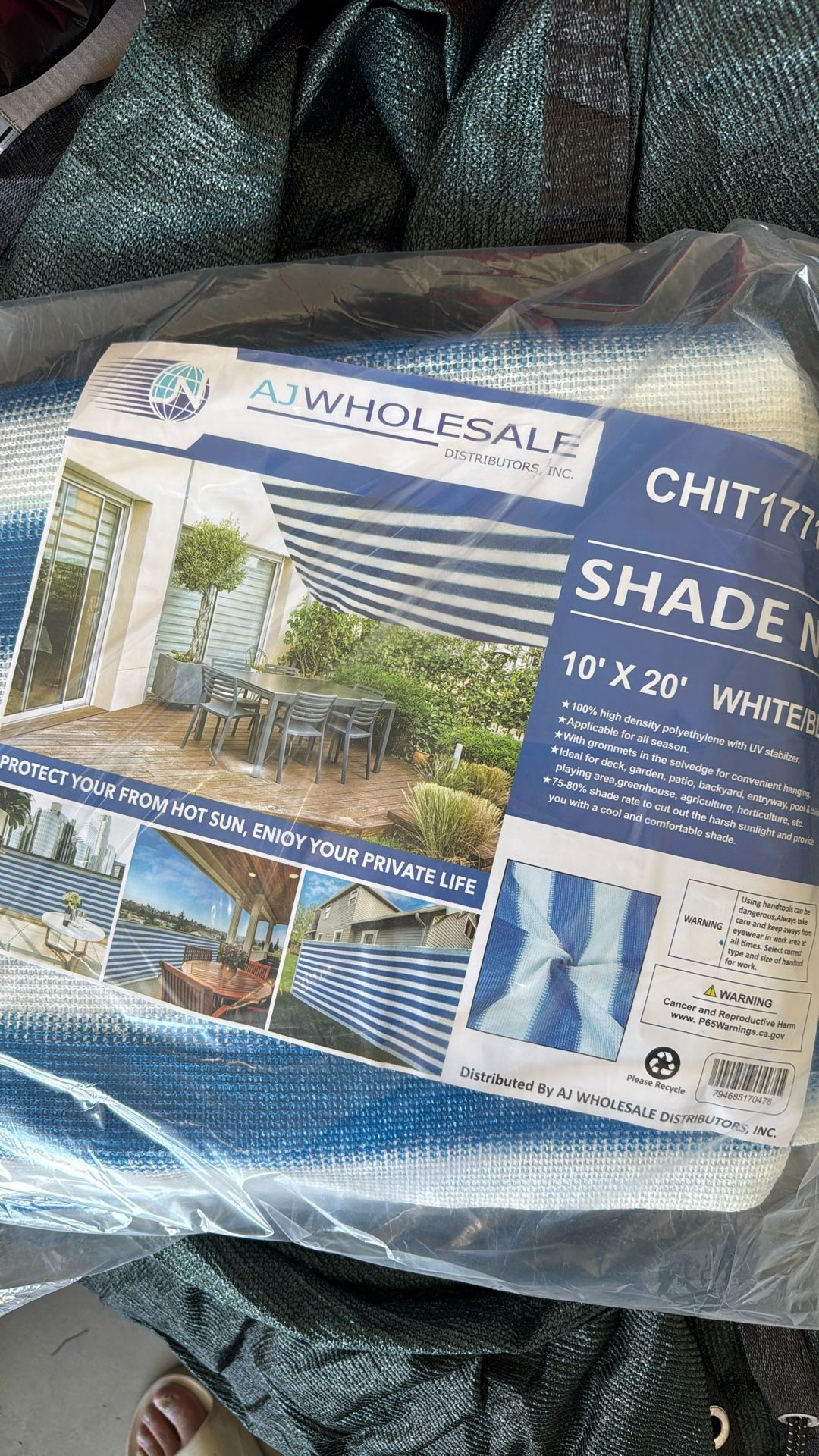 10x20 Heavyduty Shade Tarp White And Blue
