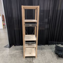 IKEA Natural Pine Shelving Unit with Metal Drawers