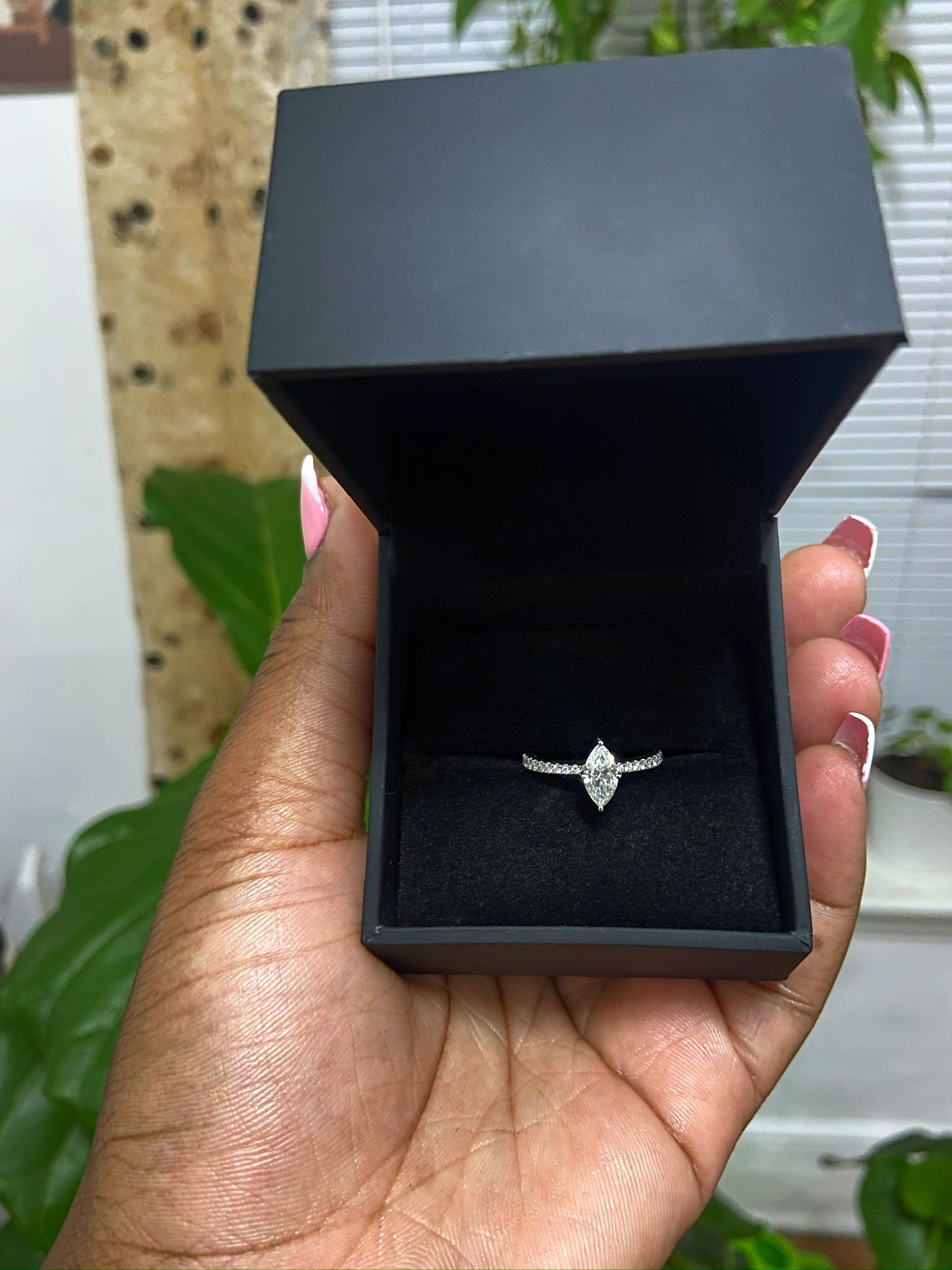 "14k White Gold Diamond Engagement Ring"