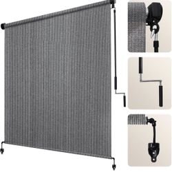 Outdoor Roller Shade 6' W x 8' H, Gray . New