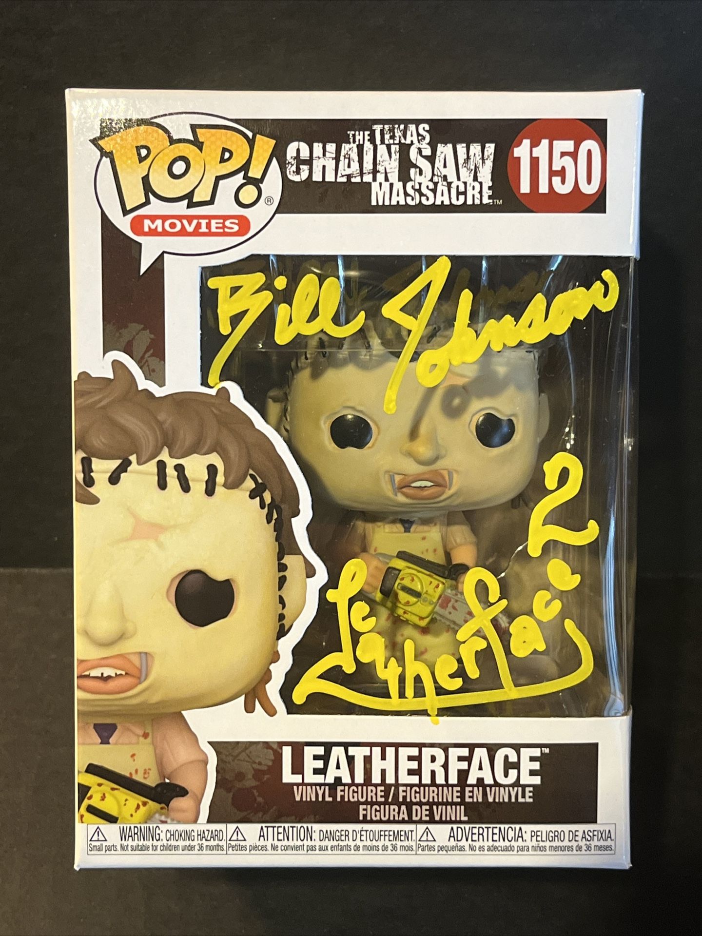 BILL JOHNSON HAND SIGNED AUTOGRAPH LEATHERFACE FUNKO POP TEXAS CHAINSAW COA