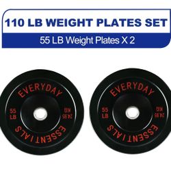 BalanceFrom Olympic Bumper Plate Weight Plate, 55 Ibs Pair Black