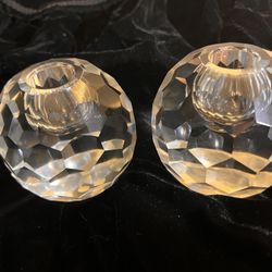 Vintage 1950 Japan let It Crystal Candle Holders