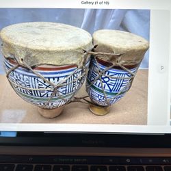Vintage Decorative Hand Painted Moroccan Bongos