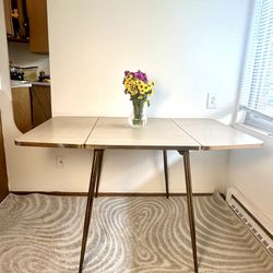 Vintage Retro Atomic Space Age 1950s Mid-Century Modern Eames Era Drop Leaf Formica Dining Kitchen Table