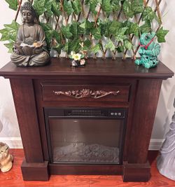 HOMCOM Electric Fireplace with Mantel and heater.
