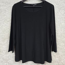 Liv by Habitat Top Womens Large Black Scoop Neck Stretch Tunic Minimalist 