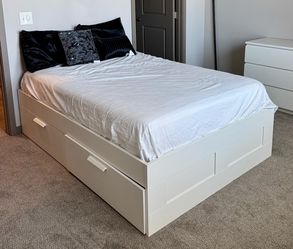 ✨ White Bedroom Furniture Set – Storage Bed, Vanity Desk, Dresser & Mirror