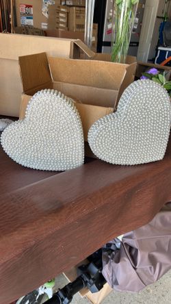 Pearl hearts for wedding or decoration white