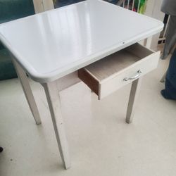 Antique Enamel Top Table