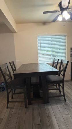 Gray Wood Dining Table Set