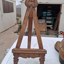 Vintage hand-carved wooden easel,