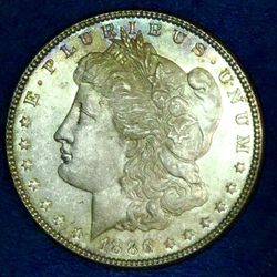 1886 “P” AU Morgan Silver dollar w rainbow toning