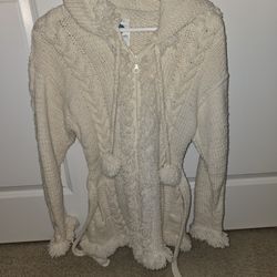 Women's Long Hooded Zippered Sweater - Size Small 