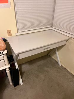 White X-Frame Desk with drawer