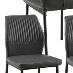 Set Of 4 Dark Gray Faux Leather Dining Chairs In Perfect Condition 