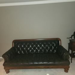 Ralph Lauren Tufted Black Leather Couch