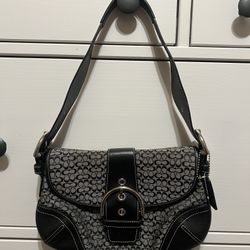 Coach 6818 SMALL Vintage Soho Black Leather and Signature C Canvas Shoulder Bag