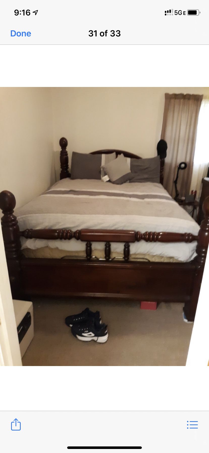 Queen bedroom set- real wood (heavy)